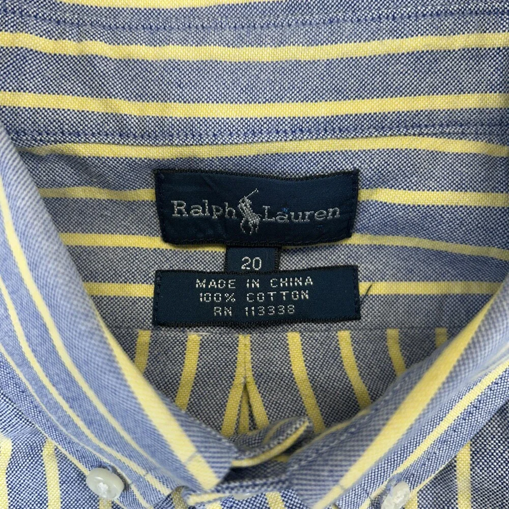 Ralph Lauren Shirt Boys 20 Stripe Button Down Long Sleeve Flesh Pony Logo Casual